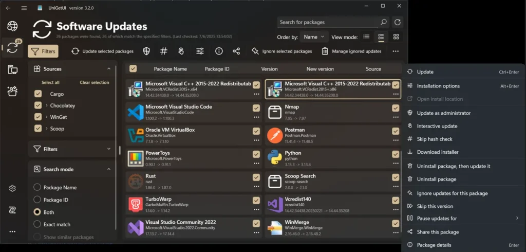 UniGetUI ：一个界面管理所有 Windows 软件源
