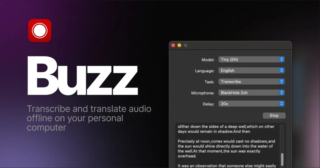 Buzz – 开源的桌面音频转录与翻译工具